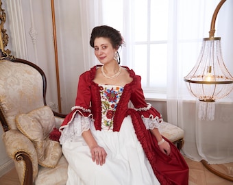 18 century Rococo  Robe a l'anglaise with Embroidered Stomacher