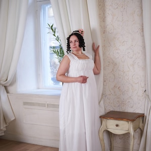 Regency Front Opening Petticoat | 1800s Underdress | Front Closing Georgian Adjustable Chemise