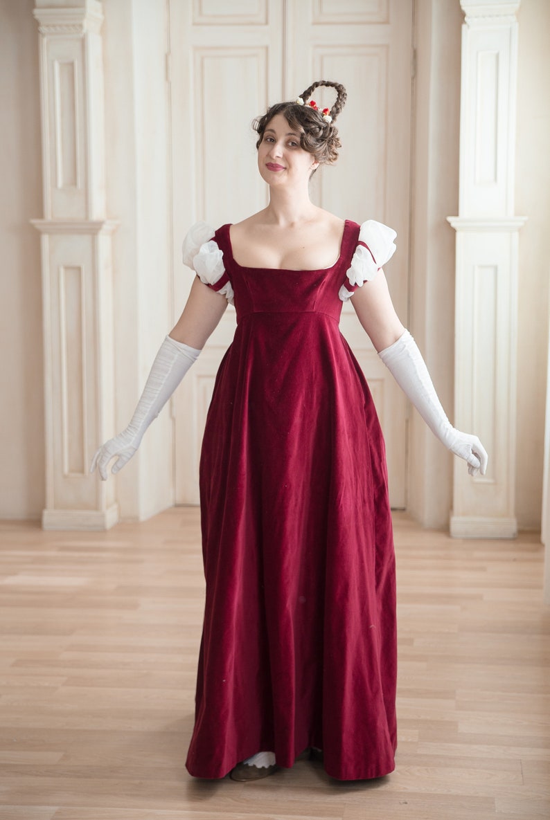 1810s Regency Velvet High Waist Dress Napoleonic Evening and - Etsy ...