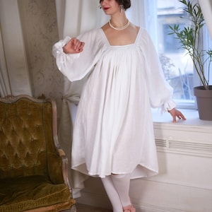 Renaissance Linen Embroidered Chemise with Square Decollete 1530s Italian Camicia Smock Shirt