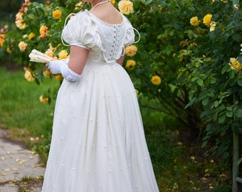 1820s Wedding Gown Late Regency Early Victorian Romantic Dress