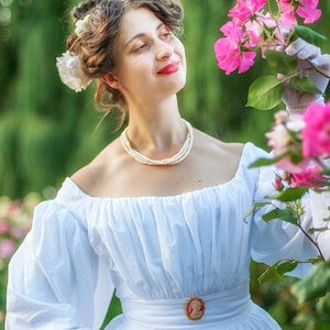 White Wedding Victorian Biedermeier Romantic Summer 1830s Walking Gown