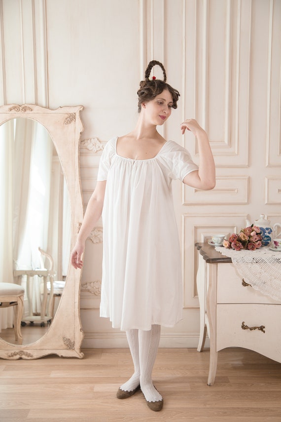 Victorian Nightgown, 100% Cotton Nightgown, Vinatge Nightgown, Long  Nightgown, Romantic Nightgown, Bridgerton Nightgown Cotton Lingerie 