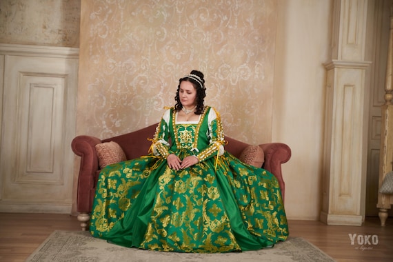 green and gold renaissance dress luxury Emerald Green Wedding Dresses Muslim Formal Dress Dubai Gown Ba –  SELINADRESS