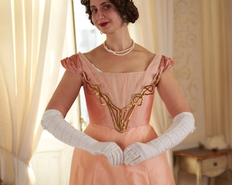 Edwardian Ball Gown, Blush Pink Gilded Age Dress, Made to Order