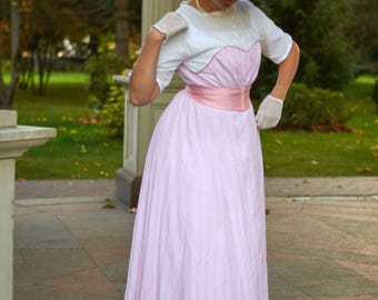 1910s Edwardian Summer Lawn Tea Walking Dress
