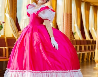 Victorian Crinoline 1860s Ballgown, American Civil War Costume, The Leopard Dress