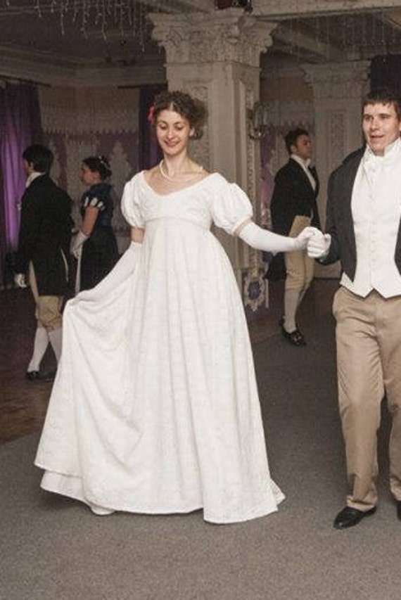 white Regency wedding dress