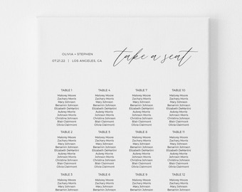 Minimalist Wedding Seating Chart Template, Editable Seating Board (Digital Download)