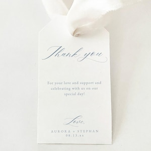 Elegant Wedding Thank You Tag Template, Dusty Blue Wedding Favor Thank You Tag, Instant Download, Aurora