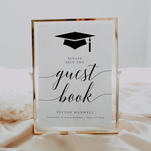 Graduation Party Sign Template, Printable Graduation Guestbook Sign ...