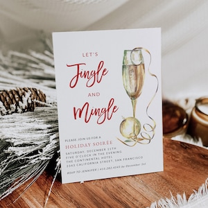 Jingle and Mingle Christmas Party Invitation, Christmas Invitation, Holiday Cocktail Party Invitation, Printable Christmas Invite, Templett