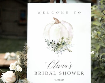 Large Wedding Welcome Sign, Fall Pumpkin Wedding Sign, Bridal Shower Welcome Sign in 4 Sizes (18x24,24x36,A1,A2), Editable Template #MCD1128