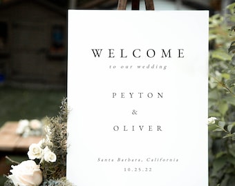 Simple Wedding Welcome Sign, Peyton Elegant Welcome Wedding Sign in 4 Sizes (18x24,24x36,A1,A2), 100% Editable Template