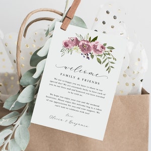 Mauve Wedding Welcome Bag Note & Timeline, Wedding Weekend Timeline Printable, Wedding Order of Events Template, Instant Download