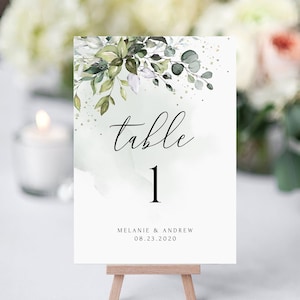 Números de mesa de eucalipto em 2 tamanhos (4x6" + 5x7") • DOWNLOAD INSTANTÂNEO • Casamento para impressão, Templett editável #MCD500