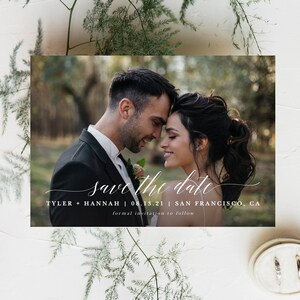 Minimalist Wedding Photo Save The Date Template, INSTANT DOWNLOAD, Save Our Date Card, Elegant Wedding Printable, MCD104