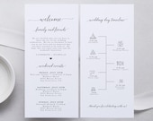 Modern Wedding Timeline With Icons, Weekend Events Template, Editable Welcome Bag Letter and Timeline, INSTANT DOWNLOAD, MCD104