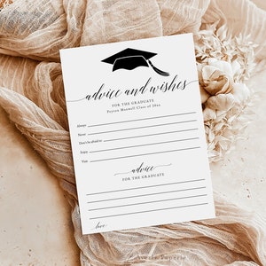 Graduation Advice And Wishes, Printable Graduation Words Of Wisdom, Graduation Party Table Signs, Instant Download, Templett