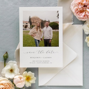 Photo Save the Date Template, DIY Save the Date Card with Pictures, Instant Download