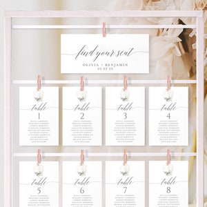 Pumpkin Wedding Seating Chart Template, Fall Wedding Seating Chart Board in 2 Sizes (5x7, 4x6), Instant Download #MCD1128