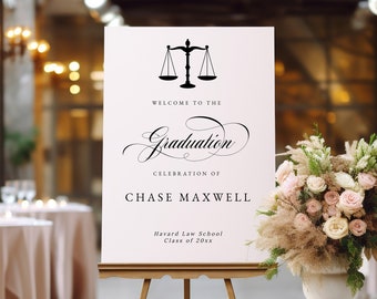 Law School Graduation Welcome Sign, Editable Law School Graduation Party Sign Template, DIY Graduation Decorations, Templett