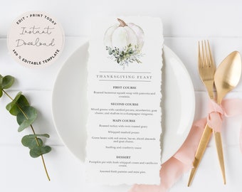 Watercolor Pumpkin Friendsgiving Menu Template • Editable Thanksgiving Dinner (Digital Download)