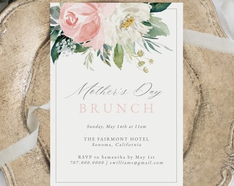 Last Minute Mother’s Day Brunch Invitation Editable Printable Floral Mom Party Download