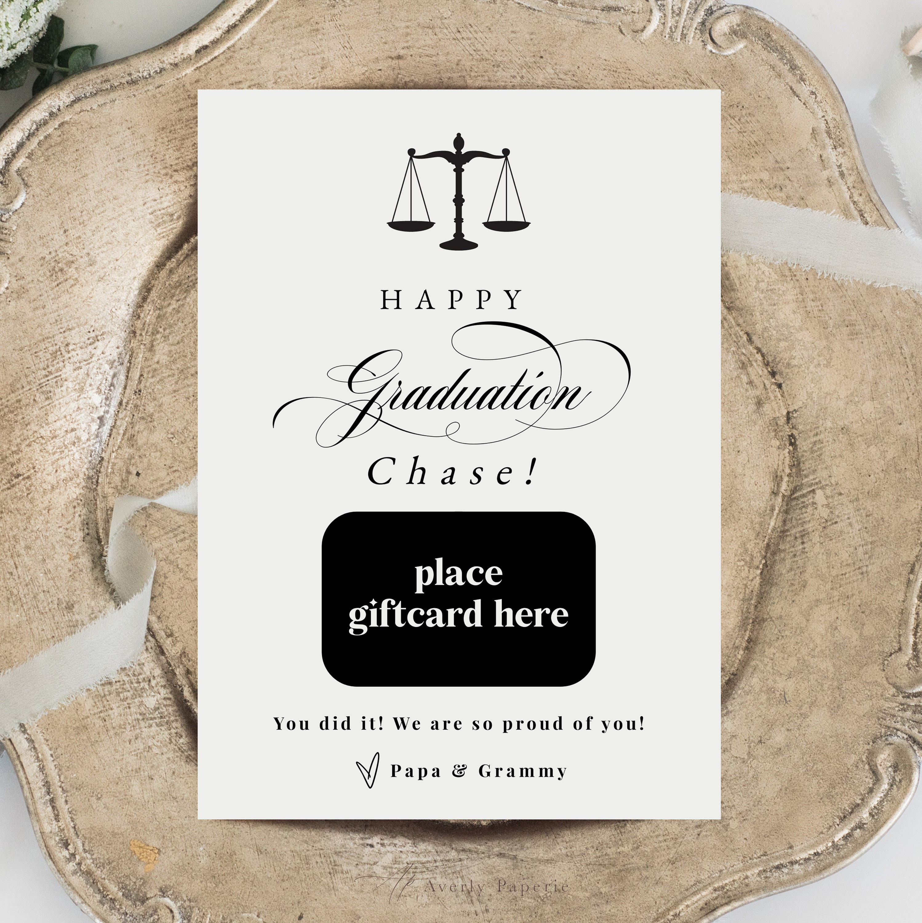 Graduation Gift Card Holder Printable Law School Graduation Etsy