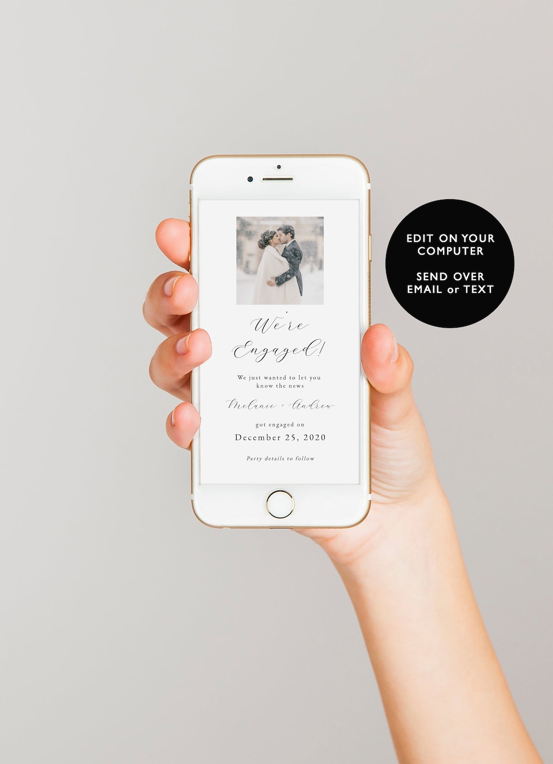 Engement Text Engagement Text Announcement Template, We're Engaged Photo Announcement ...