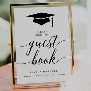 Graduation Party Sign Template, Printable Graduation Guestbook Sign ...