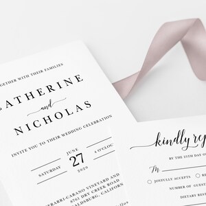 Minimalist Wedding Invitation, INSTANT DOWNLOAD Wedding Invitation Template, Printable Wedding Invitation Suite, MCD104