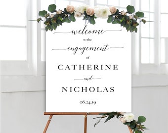 Welcome to our Engagement Party Sign, Engagement Sign Template, Our Beginning Sign, Wedding Welcome, Calligraphy Sign, Printable Wedding