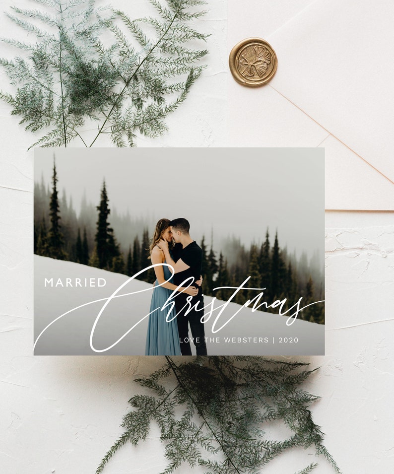 Married Christmas Card Photo Template Just Married Christmas image 0