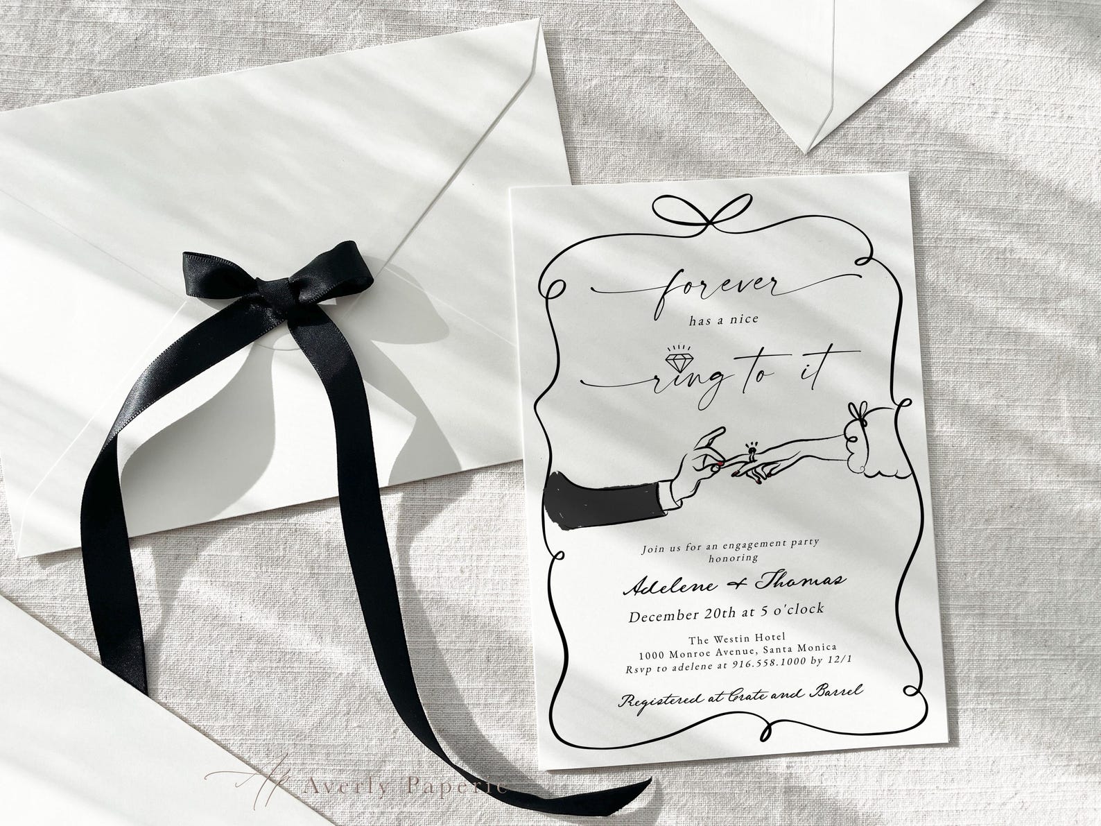 Hand Drawn Engagement Invitation Template, Forever Has A Nice Ring to ...