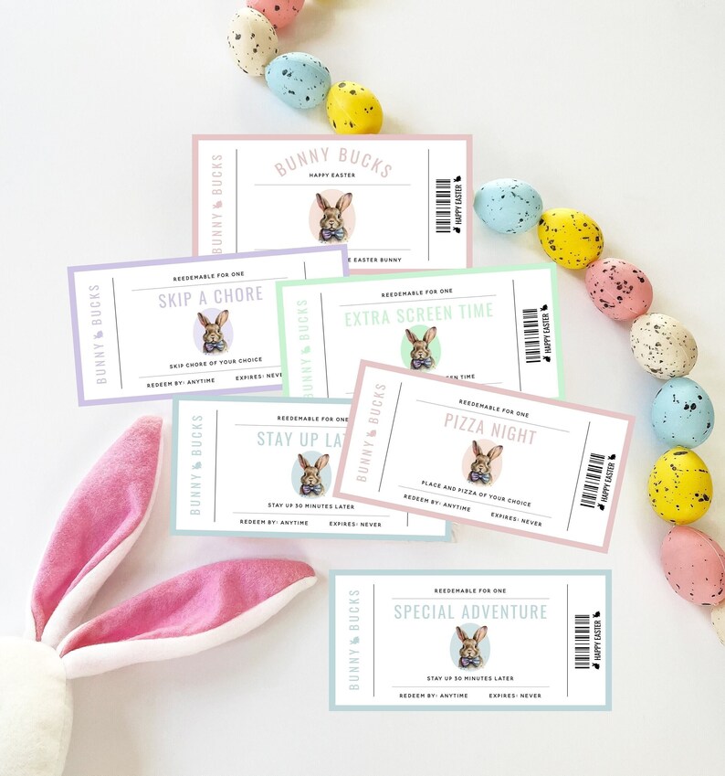 Editable Easter Coupon Book, Fun Easter Coupon Book Gift for Kids, Printable Coupon for Easter Basket, Non Candy Easter Gift, Templett image 1