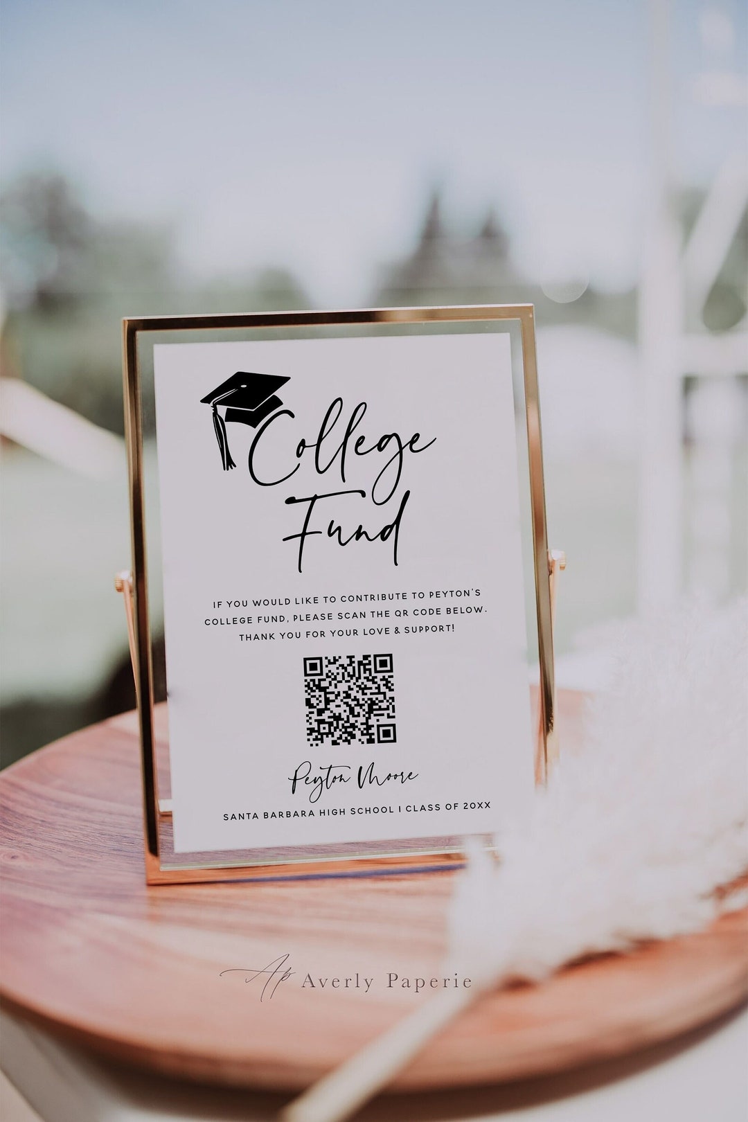 Editable College Fund QR Code Graduation Sign, Printable Graduation ...