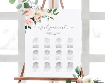 Blush Floral Wedding Seating Chart Template (DIY Instant Download)