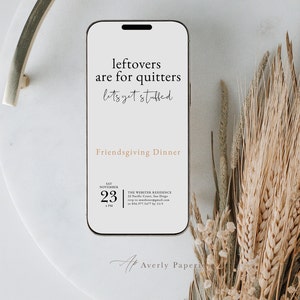 Friendsgiving Let's Get Stuffed Mobile Invite, Funny Friendsgiving or Thanksgiving Invitation, Friendsgiving Dinner Invite, Digital Download image 2
