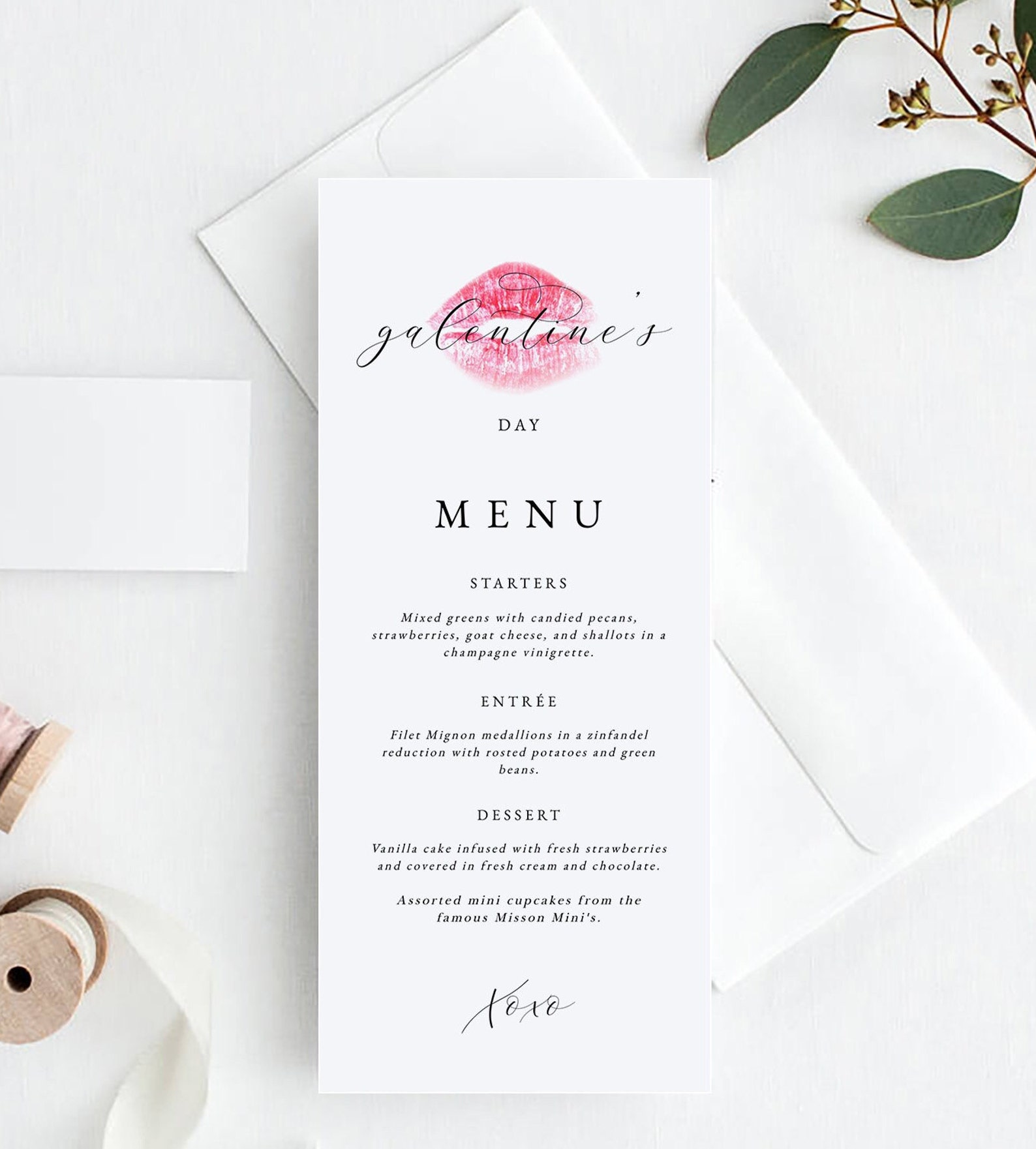 Printable Galentine's Day Menu, Modern Galentines Day Dinner Menu ...