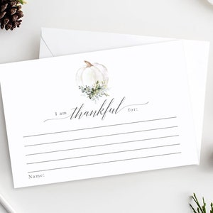 Friendsgiving or Thanksgiving Thankful Card, Thankful For Cards With Pumpkin in Dusty Blue, Editable Gratitude Cards, Download #MCD1128 bild 2