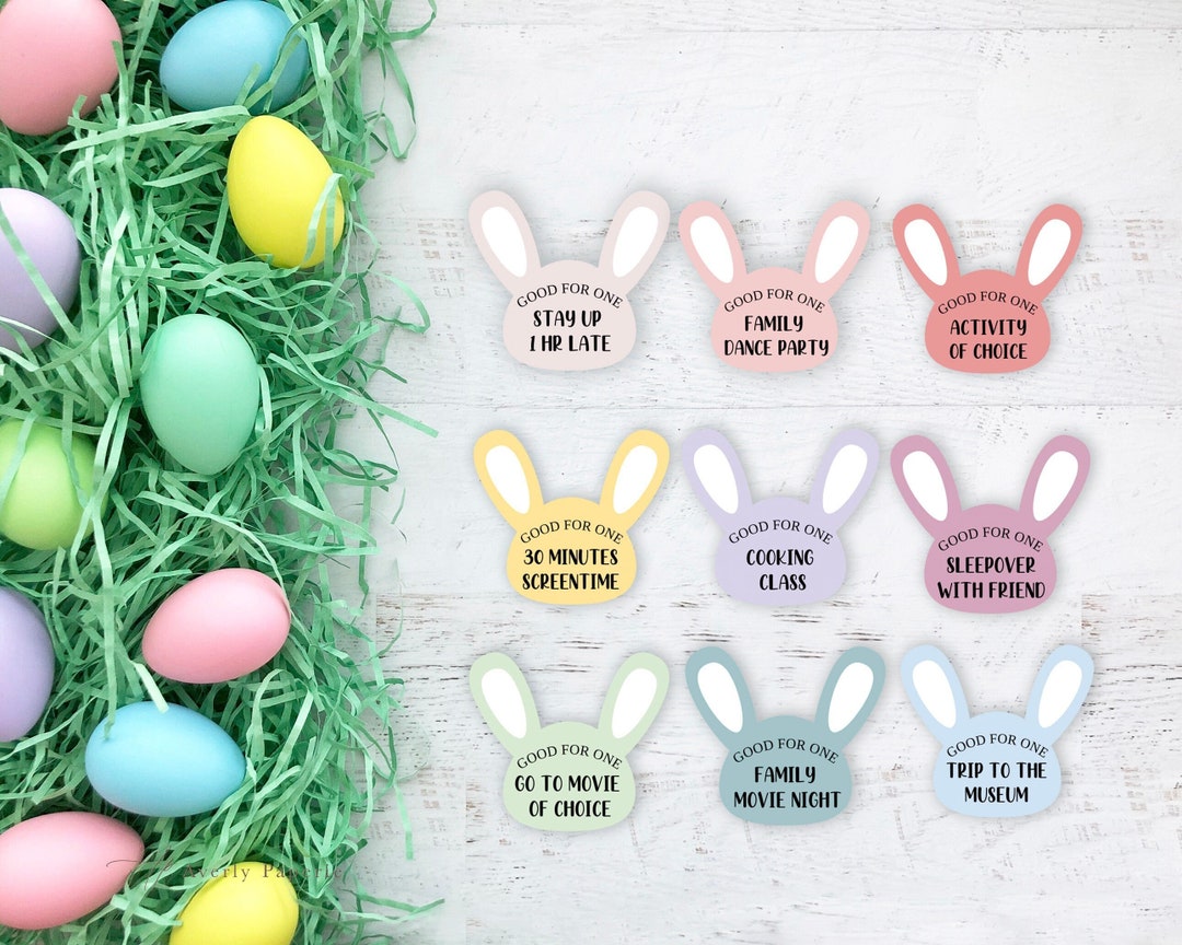 Easter Bunny Token, Editable Easter Egg Coupon for Kids, Printable ...