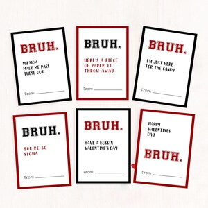 Tarjetas de San Valentín para Bruh, mi mamá me hizo tarjetas de San Valentín divertidas para el aula de niños, San Valentín para preadolescentes, anti San Valentín, generación Z, descarga instantánea