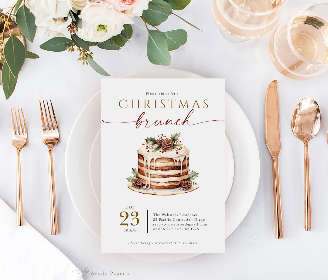 Christmas Brunch Invitation Template, Editable Christmas Breakfast