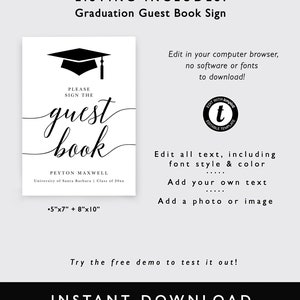 Graduation Party Sign Template, Printable Graduation Guestbook Sign ...