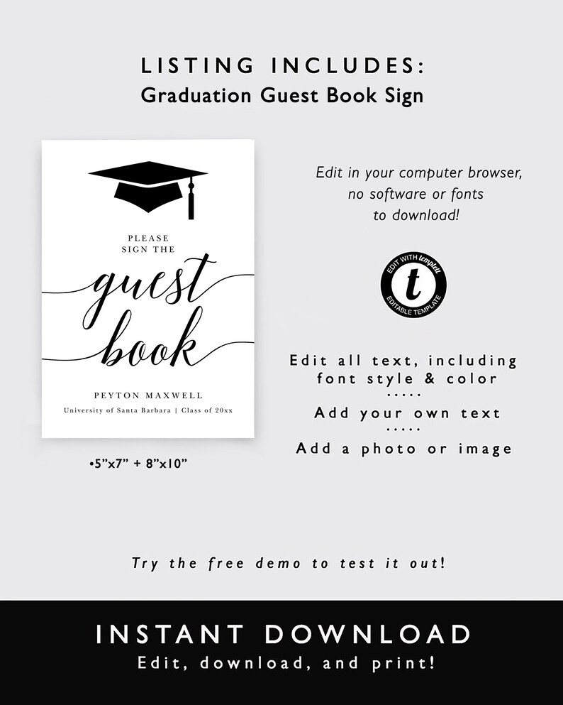 Graduation Party Sign Template Printable Graduation Guestbook - Etsy