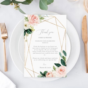 Wedding Thank You Letter Template, Wedding Reception Thank You Note, Instant Download, Printable In Lieu of Favor Card, Fully Editable #600