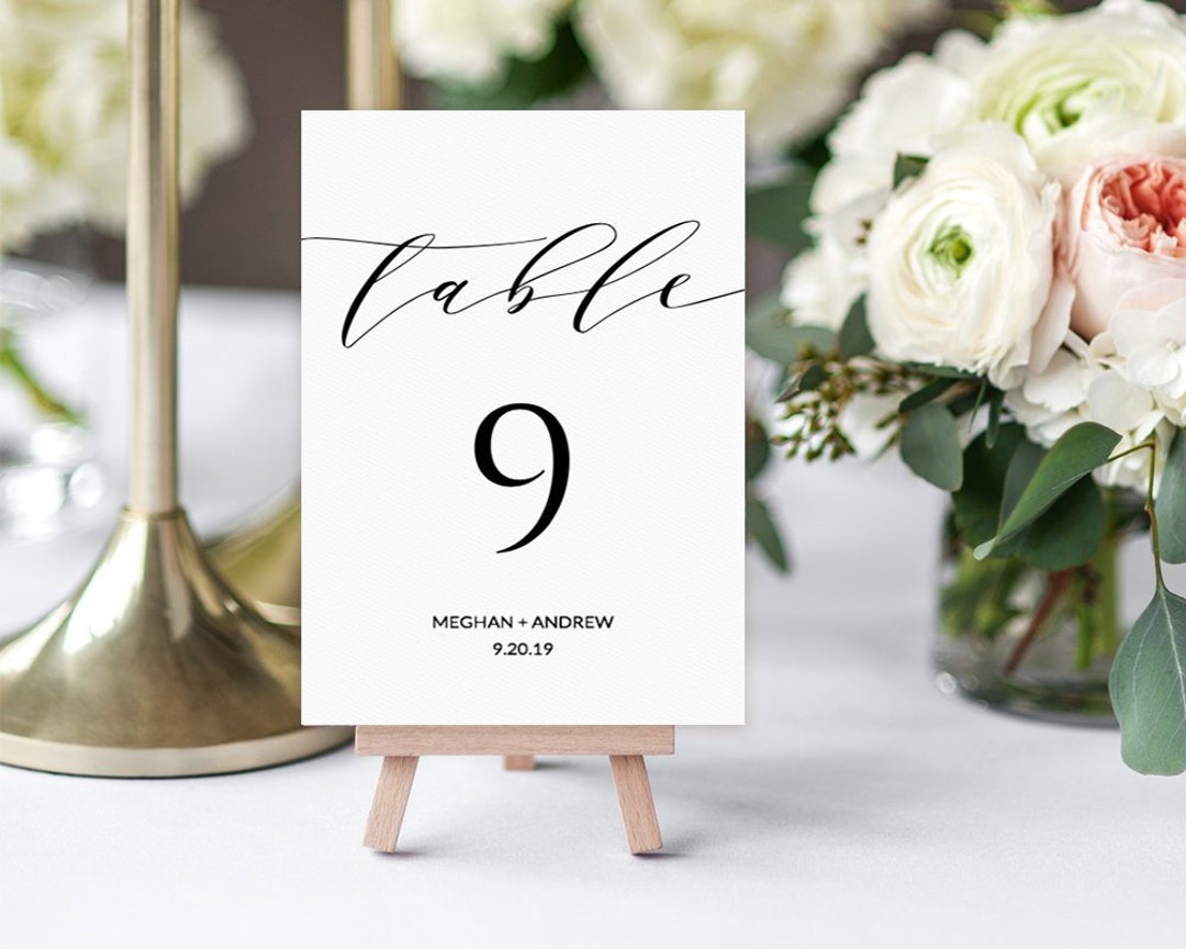 Wedding Table Number Signs, Elegant Script Digital Template, Minimalist ...