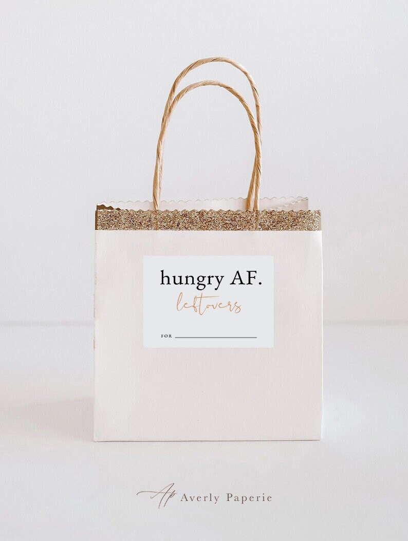 Leftover Sticker Editable Friendsgiving or Thanksgiving Leftover Bag Sticker, Hungry AF ...