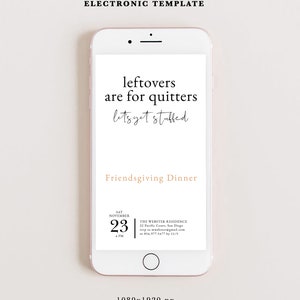 Friendsgiving Let's Get Stuffed Mobile Invite, Funny Friendsgiving or Thanksgiving Invitation, Friendsgiving Dinner Invite, Digital Download image 3
